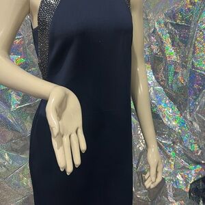 Chic navy blue  Dress with Glitter Accents